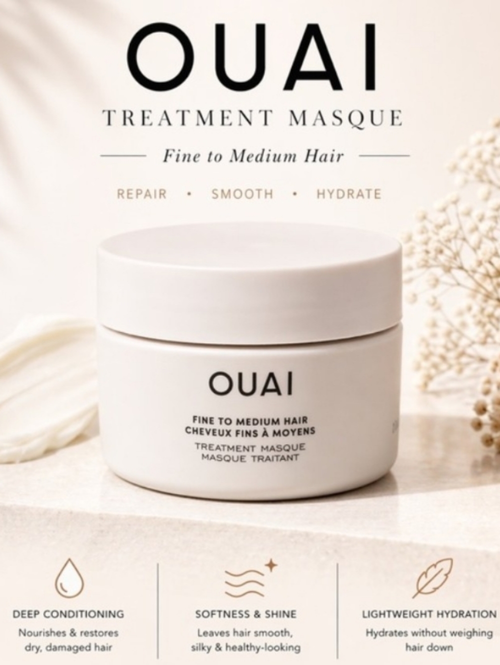 OUAI Treatment Masque for Fine- Medium Hair 1FL OZ 2 available READ DESTINATION